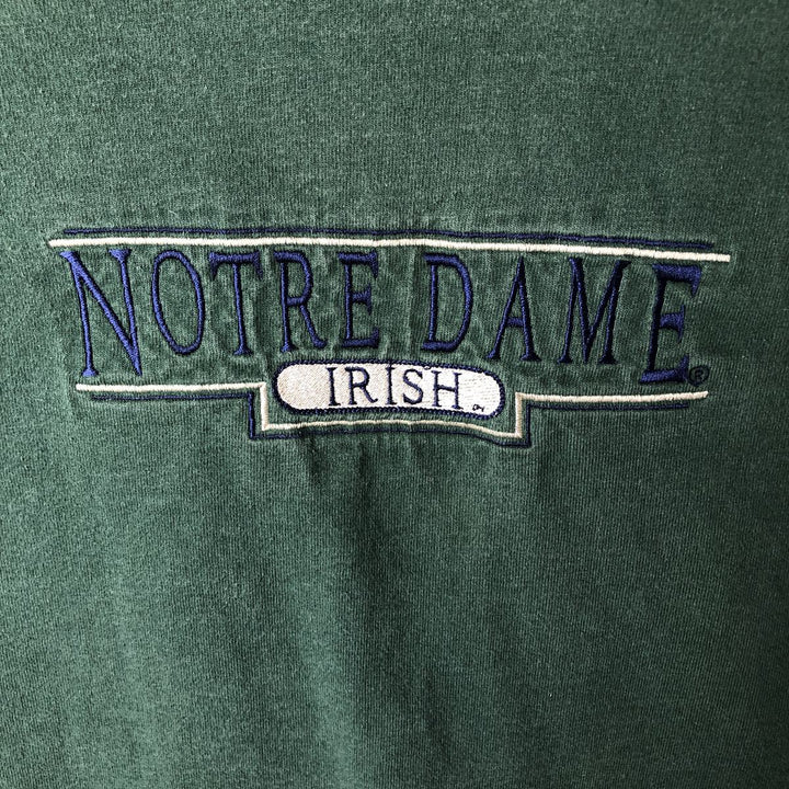 90'S JanSport Notre Dame Fightin' Irish Long Sleeve T-Shirt, Made in USA, Men's XL, Vintage cotton green type Vintage Second Hand
