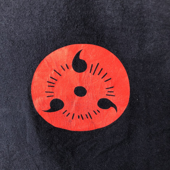 NARUTO SHIPPUDEN Naruto Shippuden Uchiha Sasuke Anime Character Print Long Sleeve T-Shirt, Men's Size L cotton black type Vintage Second Hand