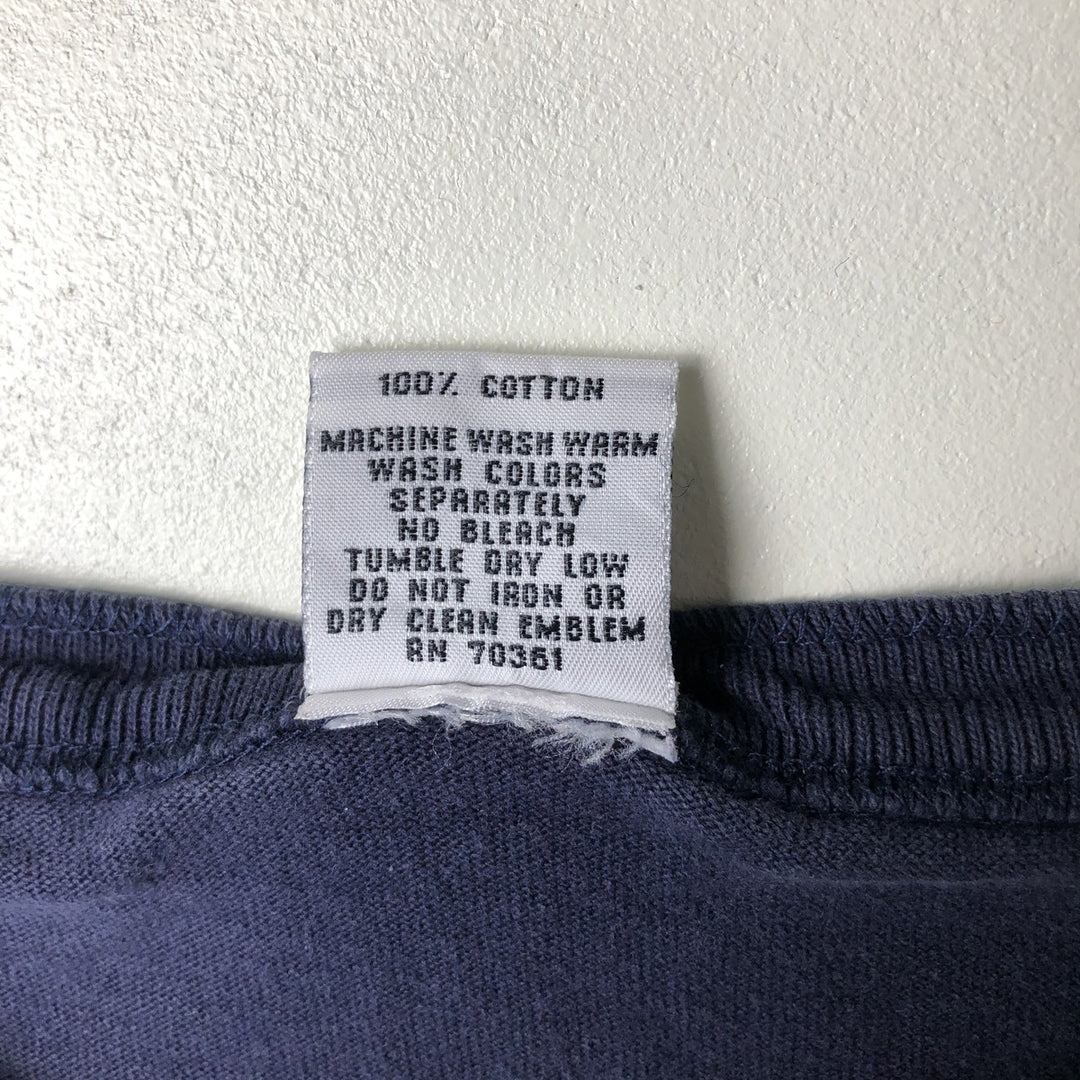 90'S HRLA Henley-neck long-sleeved T-shirt, Made in USA, Men's Size L, Vintage cotton navy blue type Vintage Second Hand