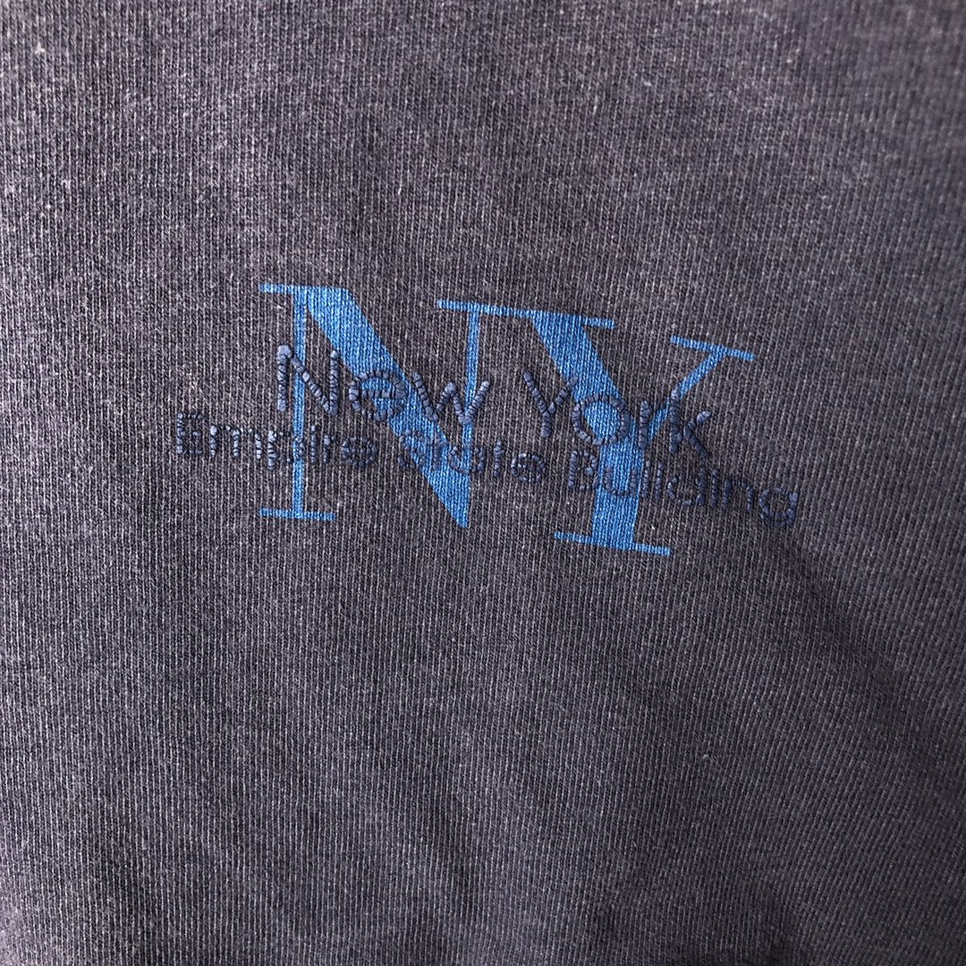 90'S HRLA Henley-neck long-sleeved T-shirt, Made in USA, Men's Size L, Vintage cotton navy blue type Vintage Second Hand
