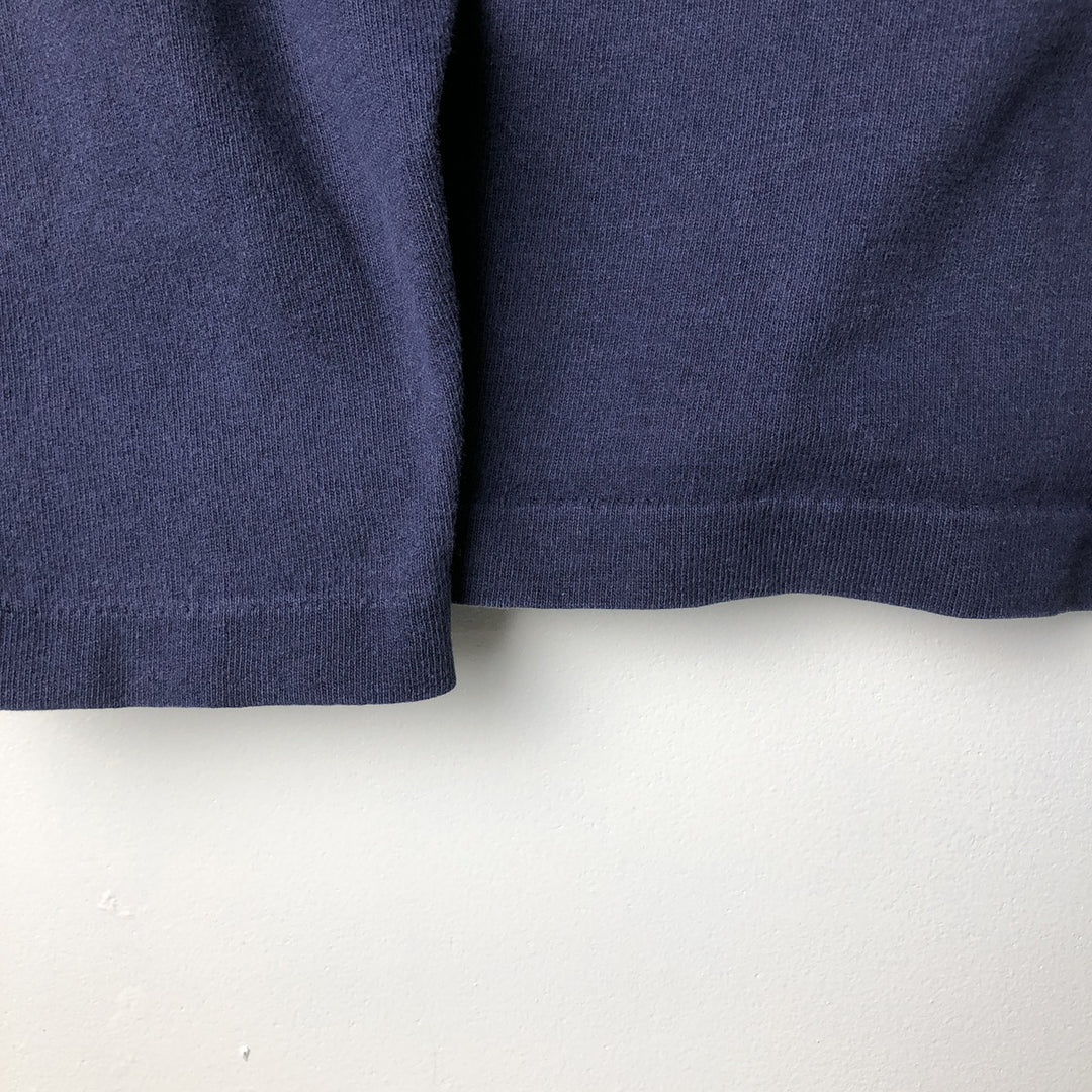 90'S HRLA Henley-neck long-sleeved T-shirt, Made in USA, Men's Size L, Vintage cotton navy blue type Vintage Second Hand