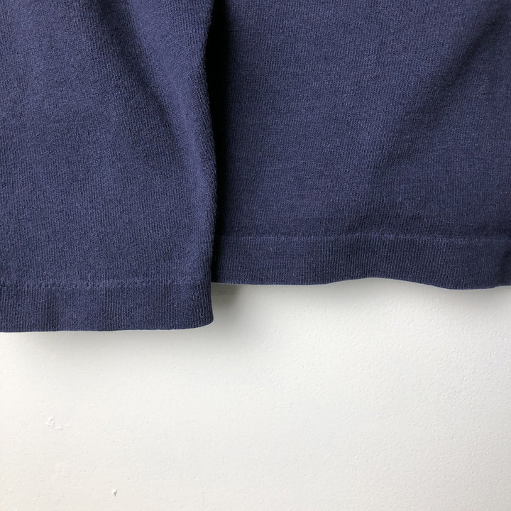 90'S HRLA Henley-neck long-sleeved T-shirt, Made in USA, Men's Size L, Vintage cotton navy blue type Vintage Second Hand