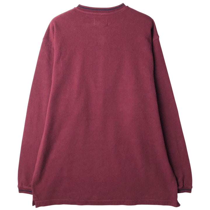 90'S Vintage Ralph Lauren Chaps V-neck Long Sleeve T-Shirt, Men's XL cotton burgundy type Vintage Second Hand