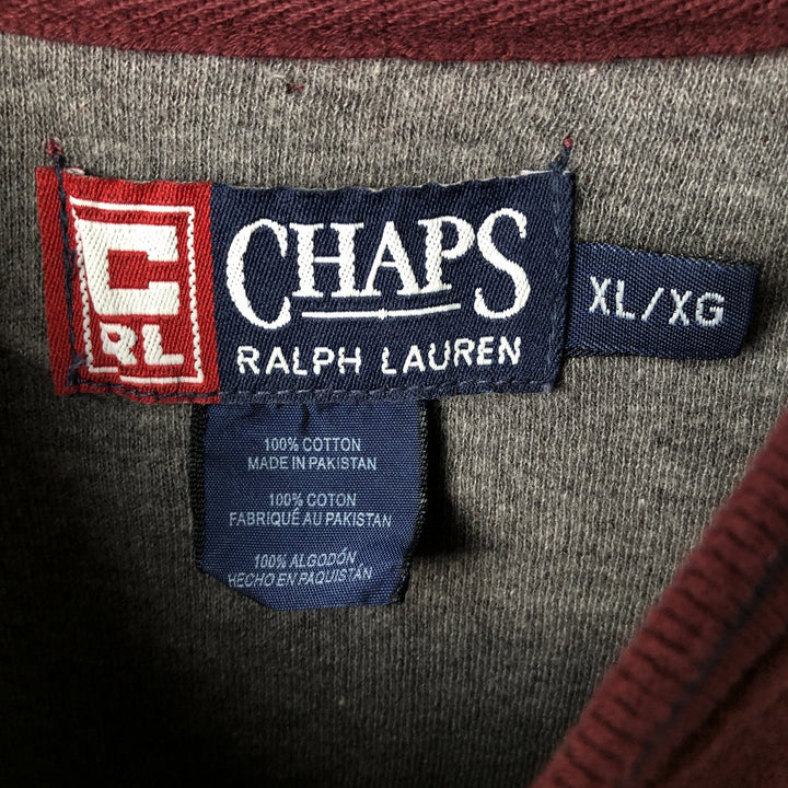 90'S Vintage Ralph Lauren Chaps V-neck Long Sleeve T-Shirt, Men's XL cotton burgundy type Vintage Second Hand