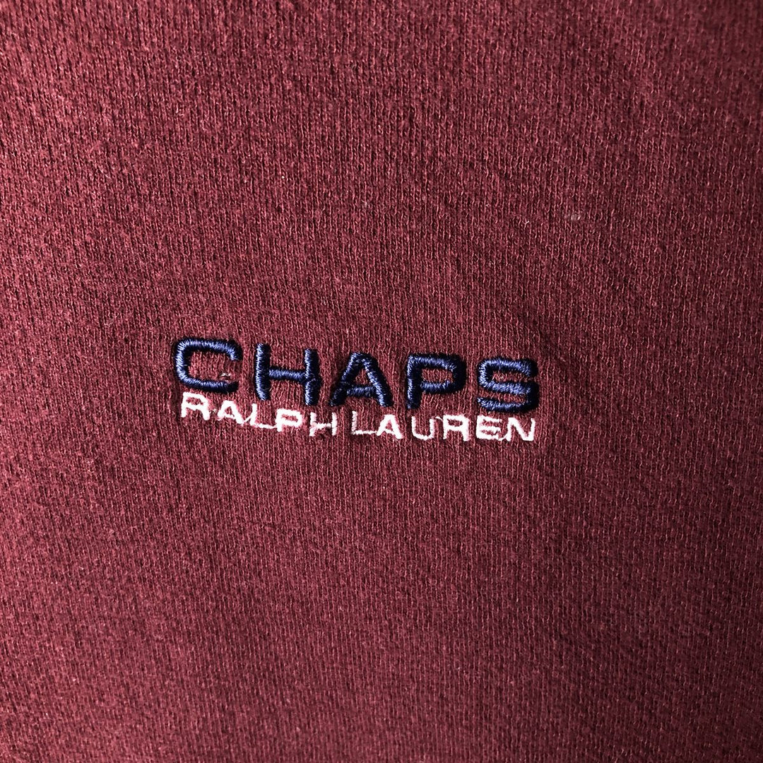 90'S Vintage Ralph Lauren Chaps V-neck Long Sleeve T-Shirt, Men's XL cotton burgundy type Vintage Second Hand