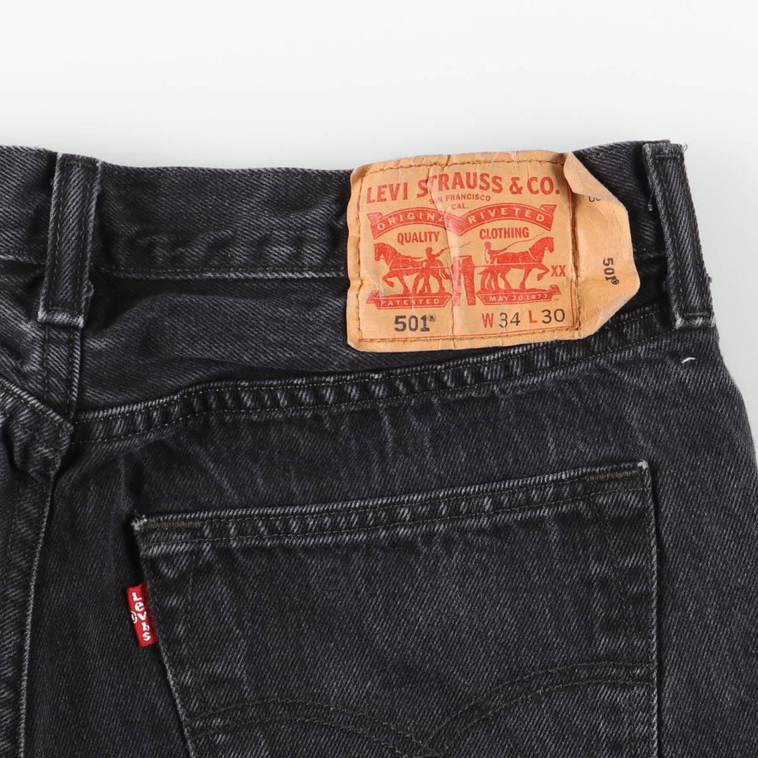 Levi's 501-0660 Black Denim Straight Leg Denim Pants, Men's Size W33 cotton black type Vintage Second Hand