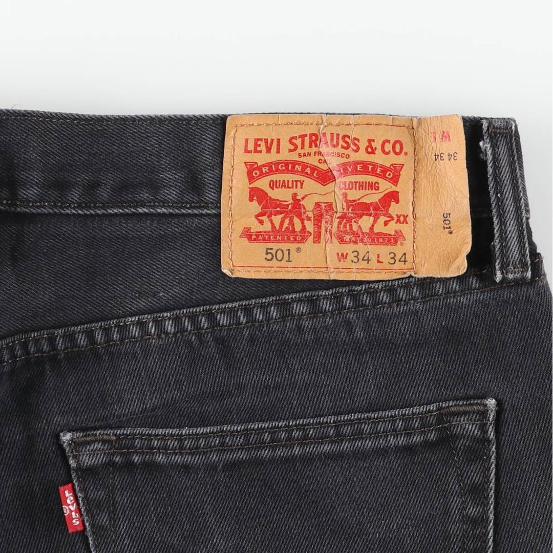 Levi's 501-0660 Black Denim Straight Leg Denim Pants, Men's Size 35 cotton black type Vintage Second Hand