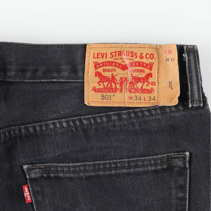 Levi's 501-0660 Black Denim Straight Leg Denim Pants, Men's Size 35 cotton black type Vintage Second Hand