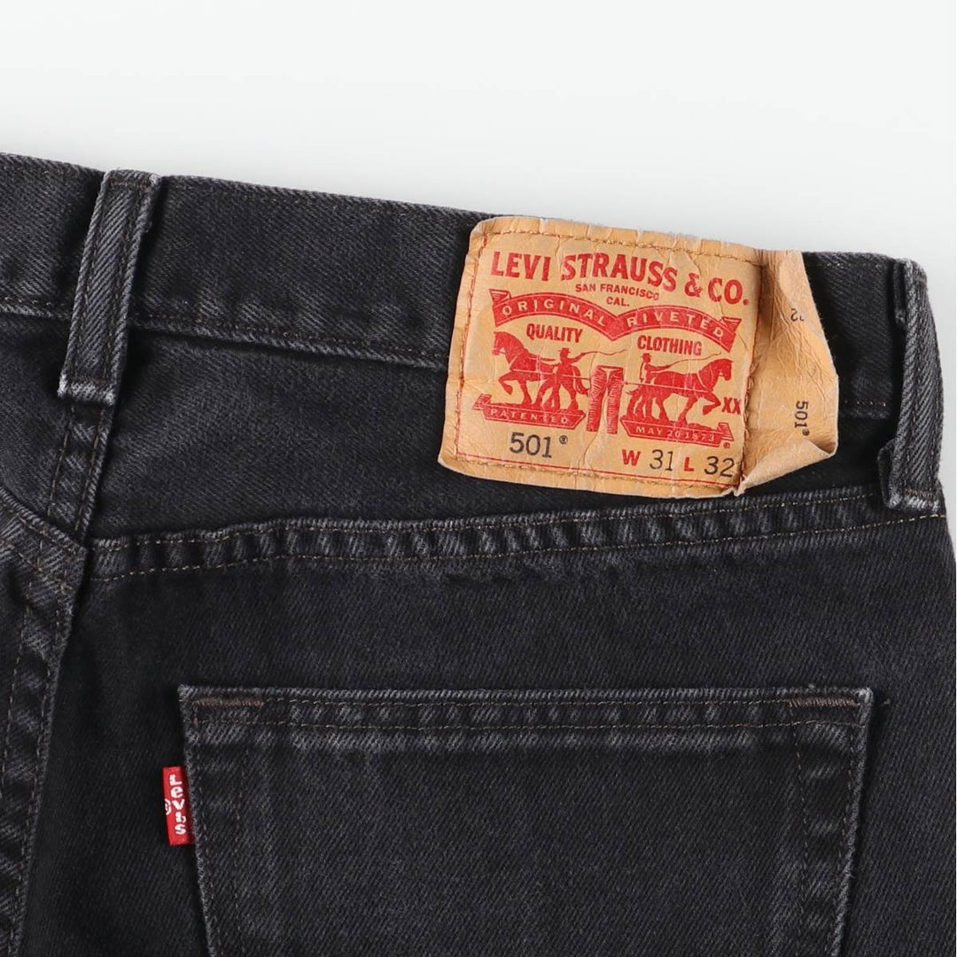 Levi's 501-0660 Black Denim Straight Leg Denim Pants, Men's Size W32 cotton black type Vintage Second Hand