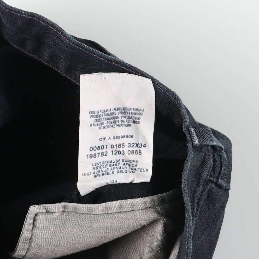 Levi's 501 Euro Model Black Denim Straight Leg Denim Pants, Men's Size W30 cotton black type Vintage Second Hand