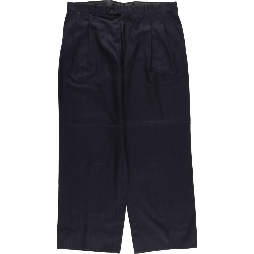 Burberry's Striped Pattern Two-Pleated Slacks, Men's Size W36 unclear navy blue type Vintage Second Hand