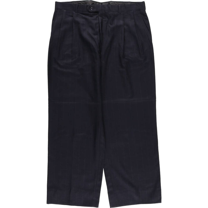 Burberry's Striped Pattern Two-Pleated Slacks, Men's Size W36 unclear navy blue type Vintage Second Hand