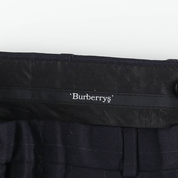 Burberry's Striped Pattern Two-Pleated Slacks, Men's Size W36 unclear navy blue type Vintage Second Hand