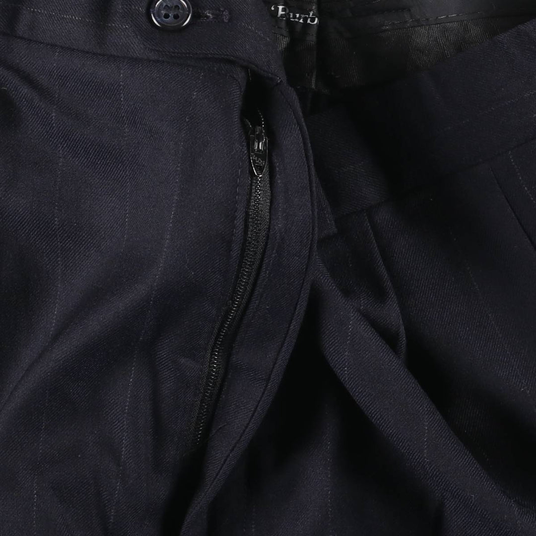Burberry's Striped Pattern Two-Pleated Slacks, Men's Size W36 unclear navy blue type Vintage Second Hand