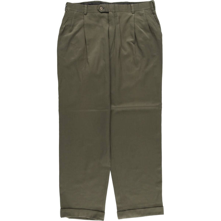 Burberry's two-pleat slacks, men's size W35 unclear Khaki type Vintage Second Hand