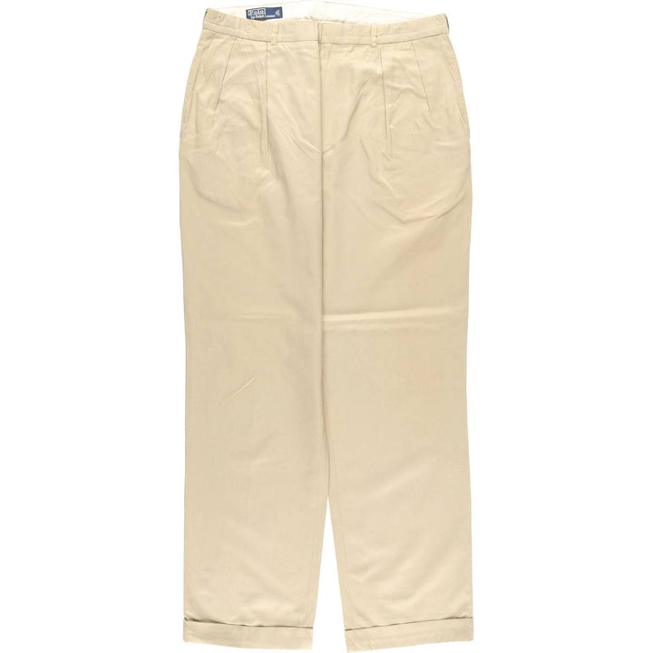 Ralph Lauren POLO by Ralph Lauren two-pleat silk and cotton slacks, men's size W36 silk Beige type Vintage Second Hand