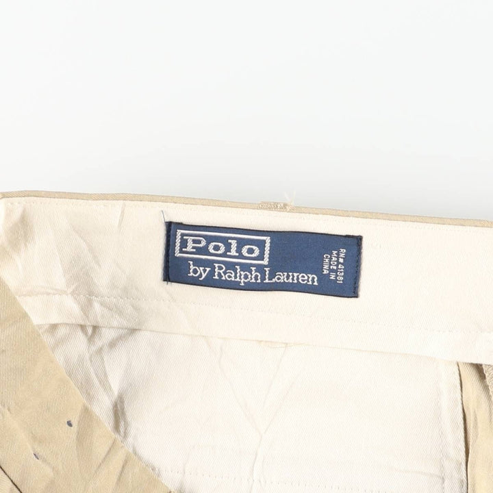 Ralph Lauren POLO by Ralph Lauren two-pleat silk and cotton slacks, men's size W36 silk Beige type Vintage Second Hand