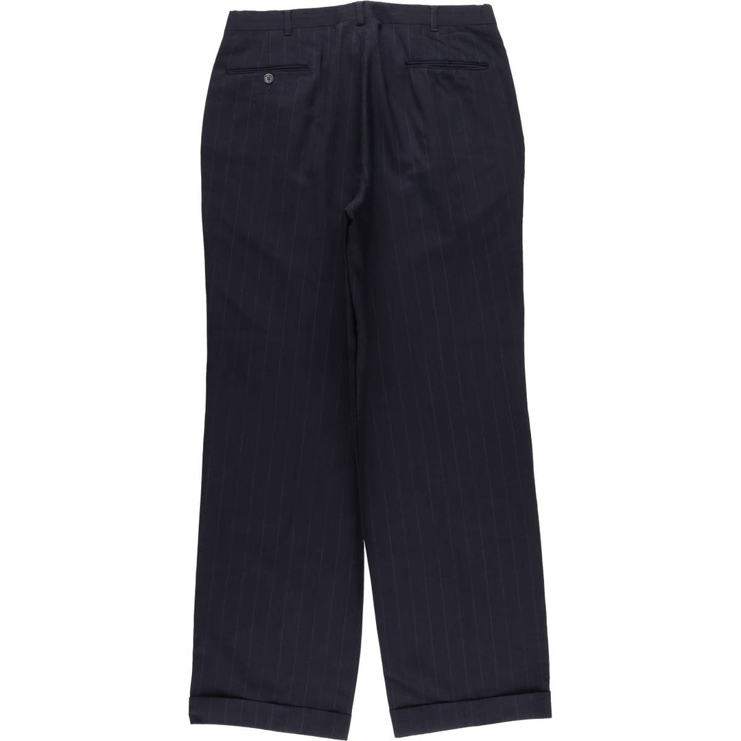 90'S Vintage HASTINGS Striped Two-Pleated Slacks, Made in USA, Men's Size 34 unclear navy blue type Vintage Second Hand