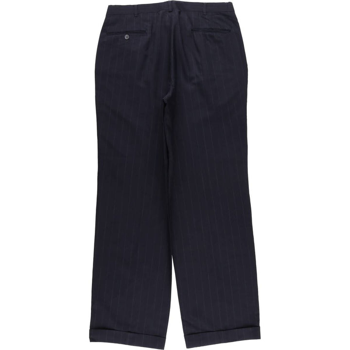 90'S Vintage HASTINGS Striped Two-Pleated Slacks, Made in USA, Men's Size 34 unclear navy blue type Vintage Second Hand