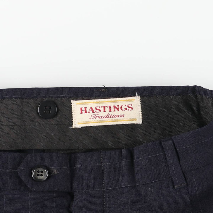 90'S Vintage HASTINGS Striped Two-Pleated Slacks, Made in USA, Men's Size 34 unclear navy blue type Vintage Second Hand