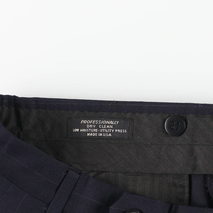 90'S Vintage HASTINGS Striped Two-Pleated Slacks, Made in USA, Men's Size 34 unclear navy blue type Vintage Second Hand