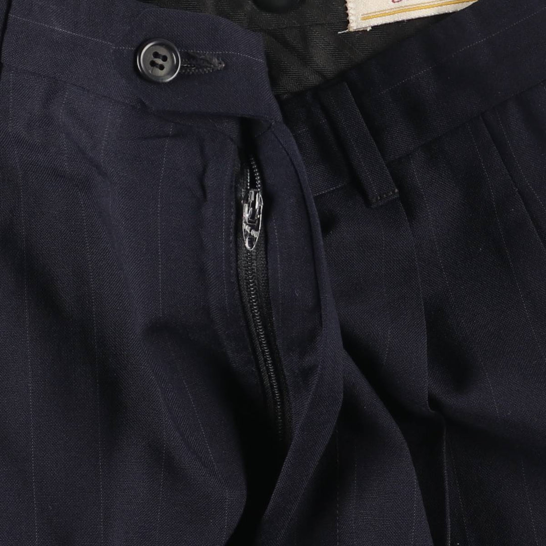90'S Vintage HASTINGS Striped Two-Pleated Slacks, Made in USA, Men's Size 34 unclear navy blue type Vintage Second Hand