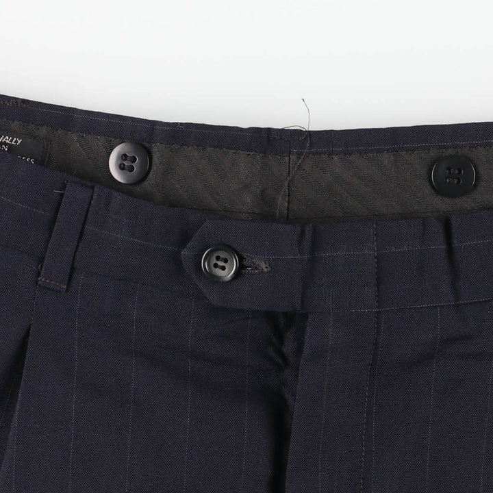 90'S Vintage HASTINGS Striped Two-Pleated Slacks, Made in USA, Men's Size 34 unclear navy blue type Vintage Second Hand