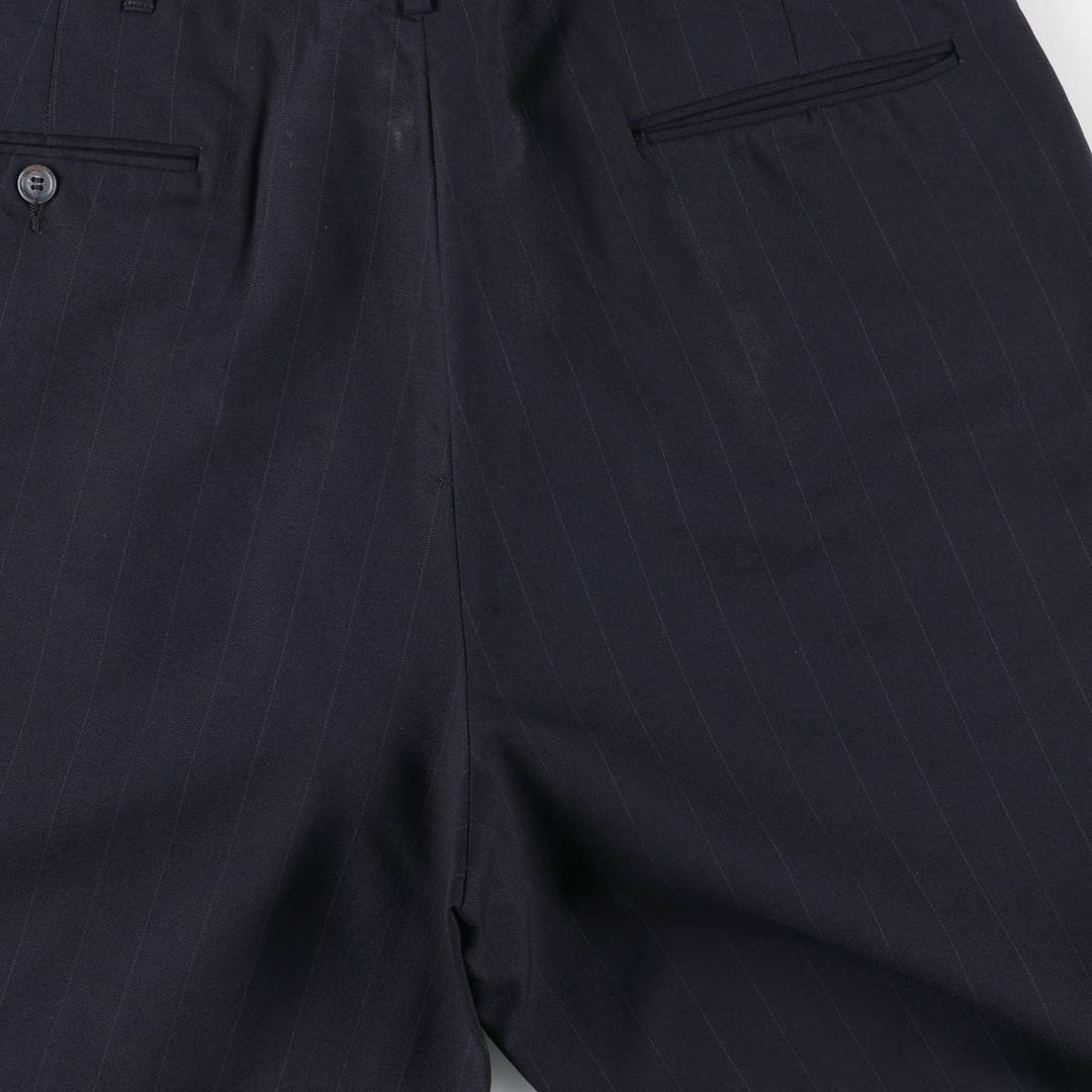 90'S Vintage HASTINGS Striped Two-Pleated Slacks, Made in USA, Men's Size 34 unclear navy blue type Vintage Second Hand