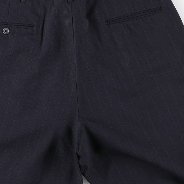 90'S Vintage HASTINGS Striped Two-Pleated Slacks, Made in USA, Men's Size 34 unclear navy blue type Vintage Second Hand