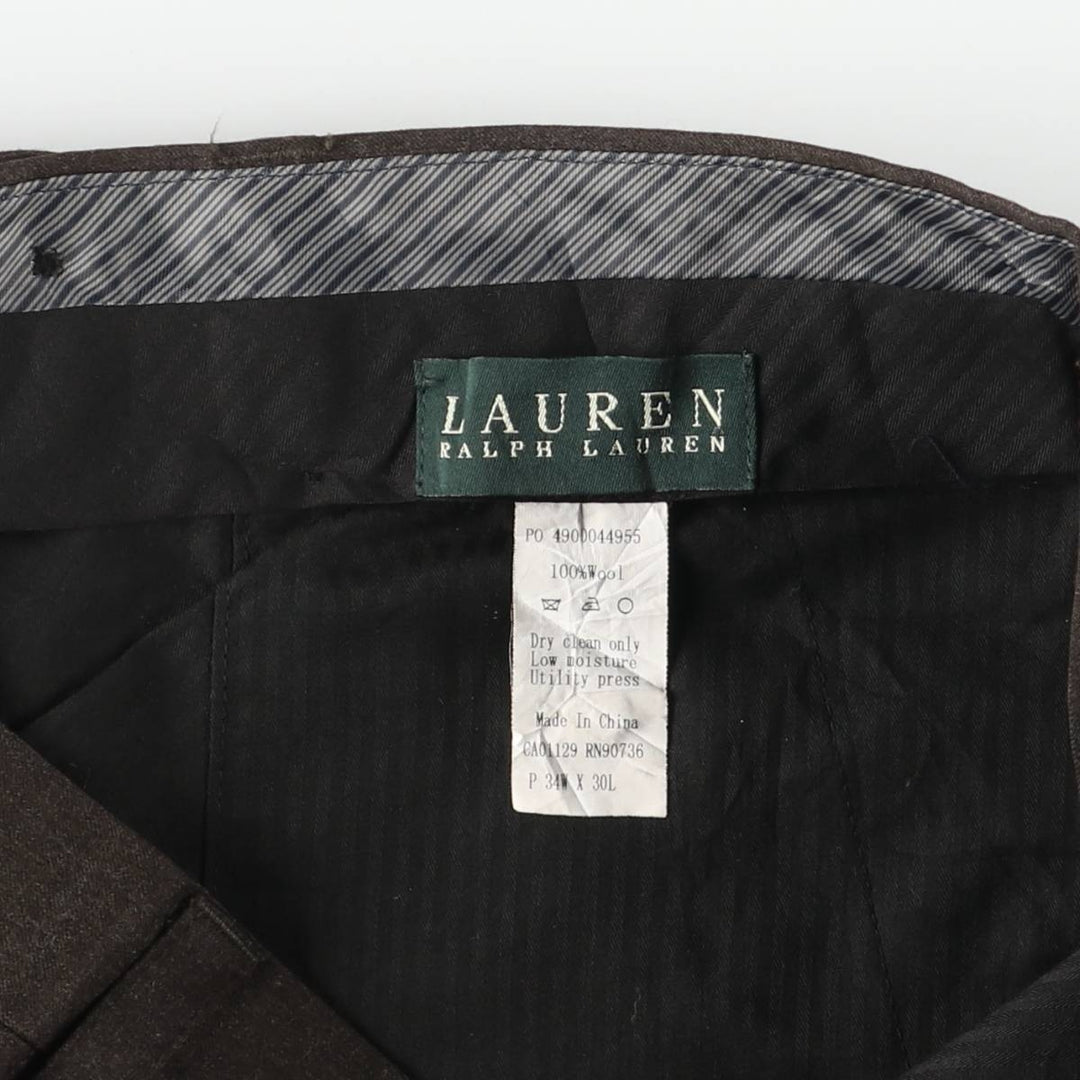 Ralph Lauren LAUREN Wool pants, slacks, men's, W34 equivalent wool Charcoal Vintage Second Hand