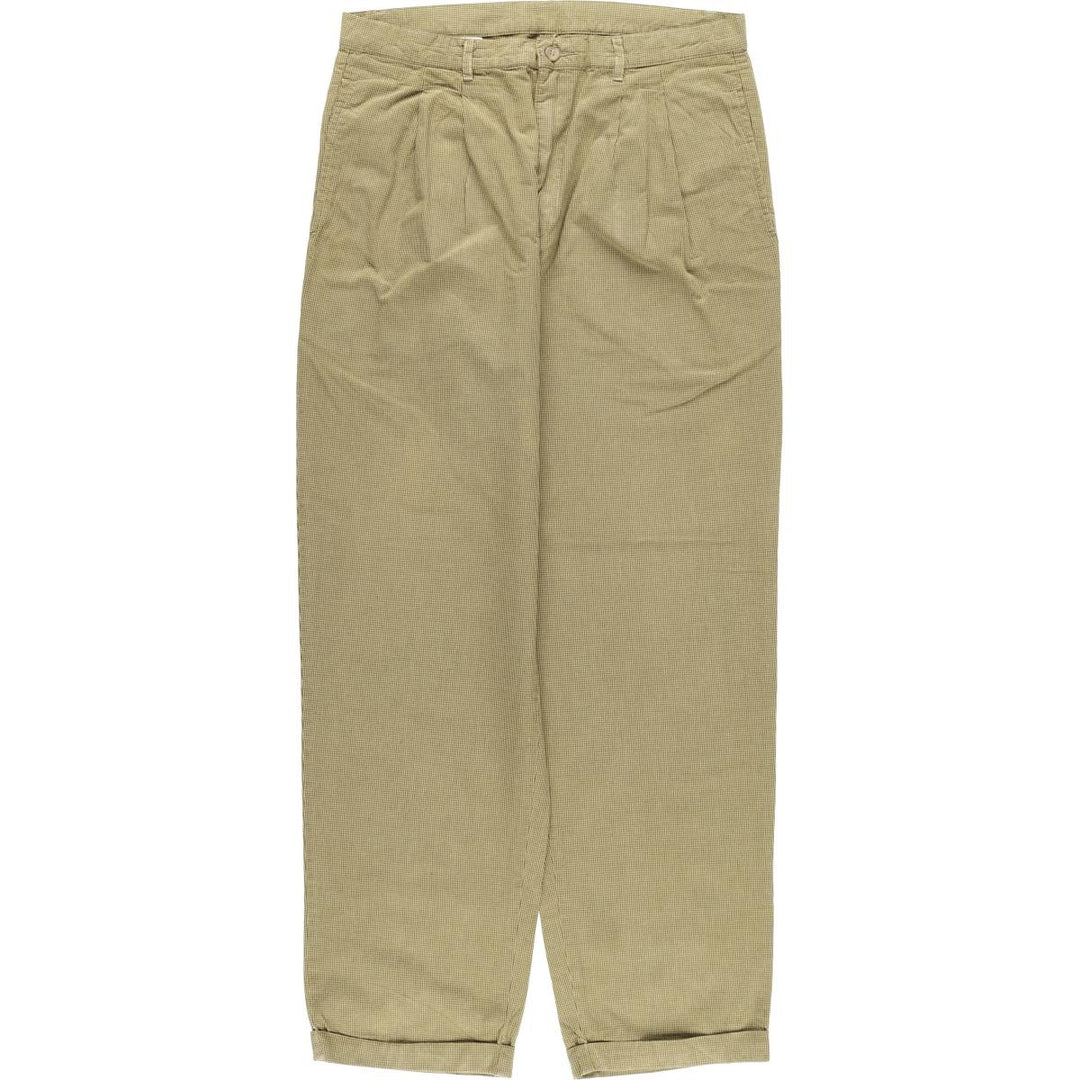 90'S GAP Vintage Check Pattern Two-Pleated Cotton Slacks, Men's Size W33 cotton Khaki type Vintage Second Hand