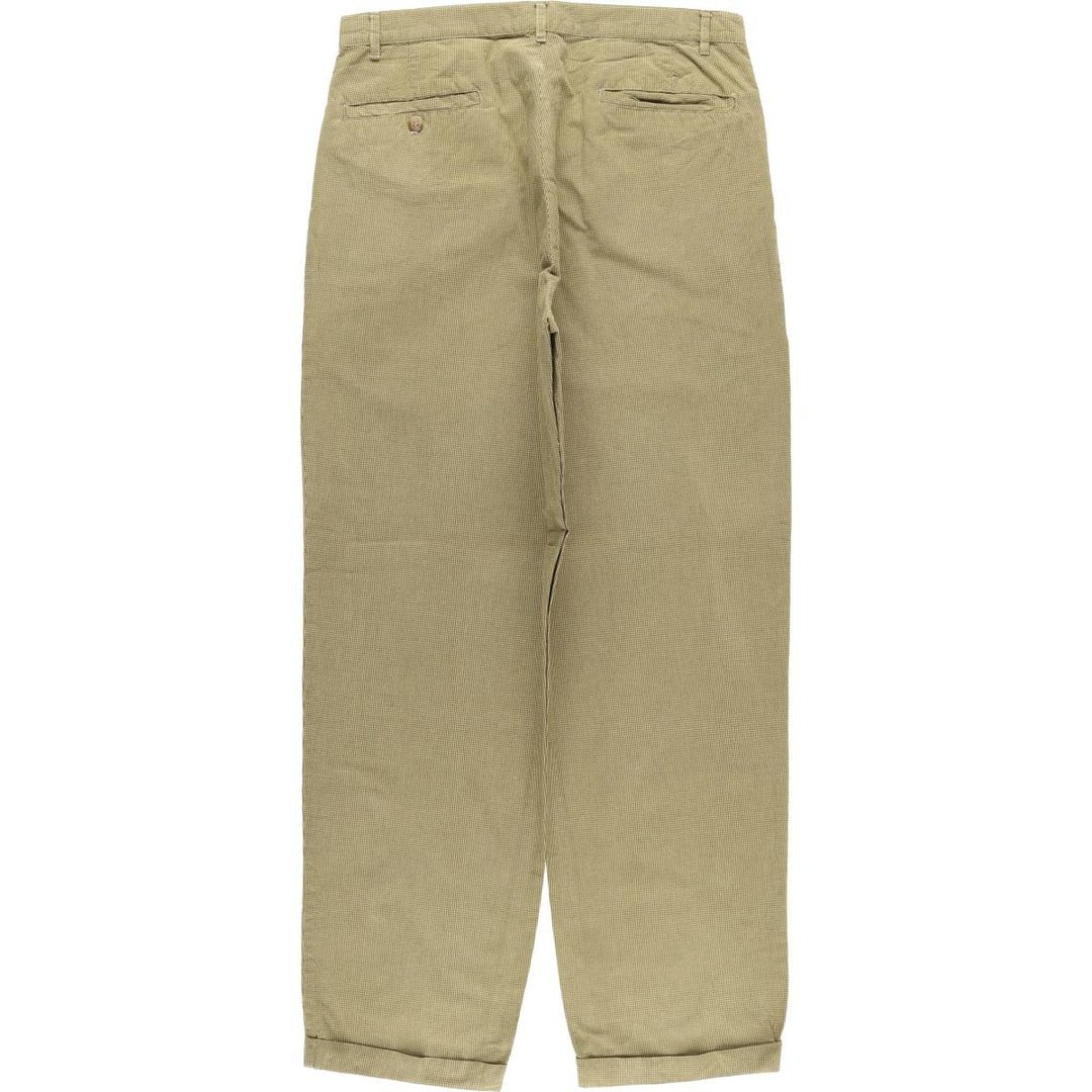 90'S GAP Vintage Check Pattern Two-Pleated Cotton Slacks, Men's Size W33 cotton Khaki type Vintage Second Hand