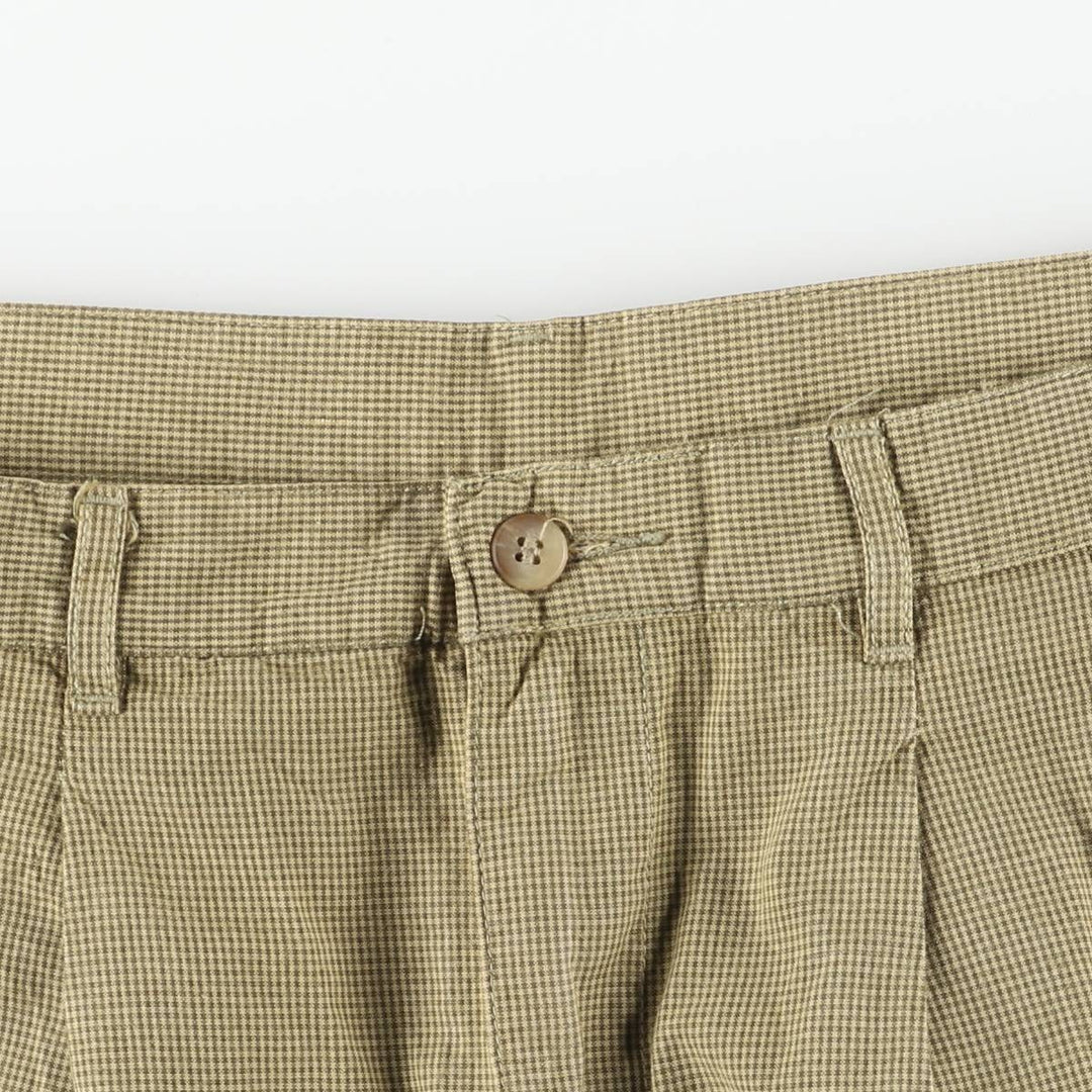 90'S GAP Vintage Check Pattern Two-Pleated Cotton Slacks, Men's Size W33 cotton Khaki type Vintage Second Hand