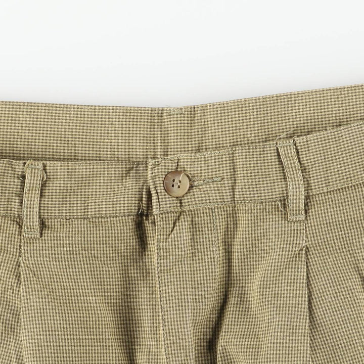90'S GAP Vintage Check Pattern Two-Pleated Cotton Slacks, Men's Size W33 cotton Khaki type Vintage Second Hand