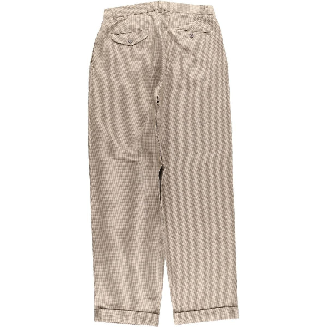 Ralph Lauren POLO by Ralph Lauren Houndstooth Pattern Two-Pleated Slacks, Men's Size W32 cotton brown type Vintage Second Hand