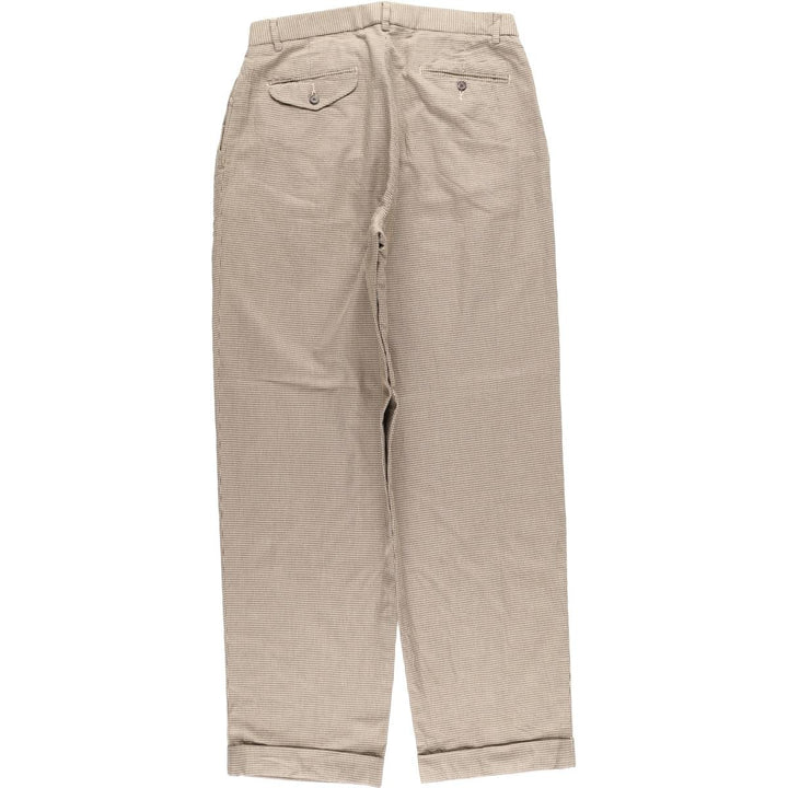 Ralph Lauren POLO by Ralph Lauren Houndstooth Pattern Two-Pleated Slacks, Men's Size W32 cotton brown type Vintage Second Hand