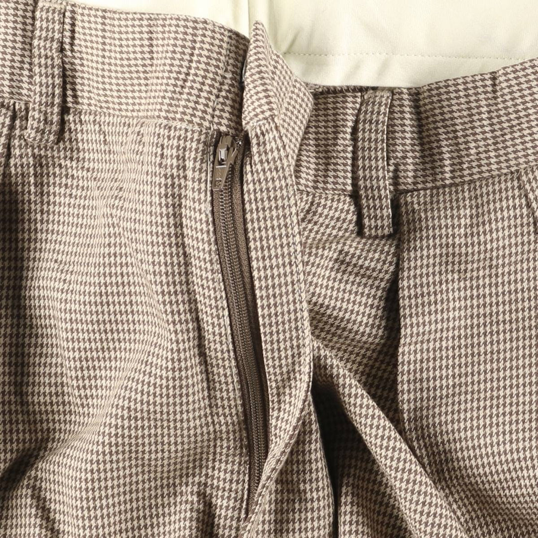 Ralph Lauren POLO by Ralph Lauren Houndstooth Pattern Two-Pleated Slacks, Men's Size W32 cotton brown type Vintage Second Hand