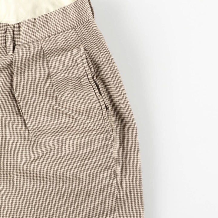 Ralph Lauren POLO by Ralph Lauren Houndstooth Pattern Two-Pleated Slacks, Men's Size W32 cotton brown type Vintage Second Hand
