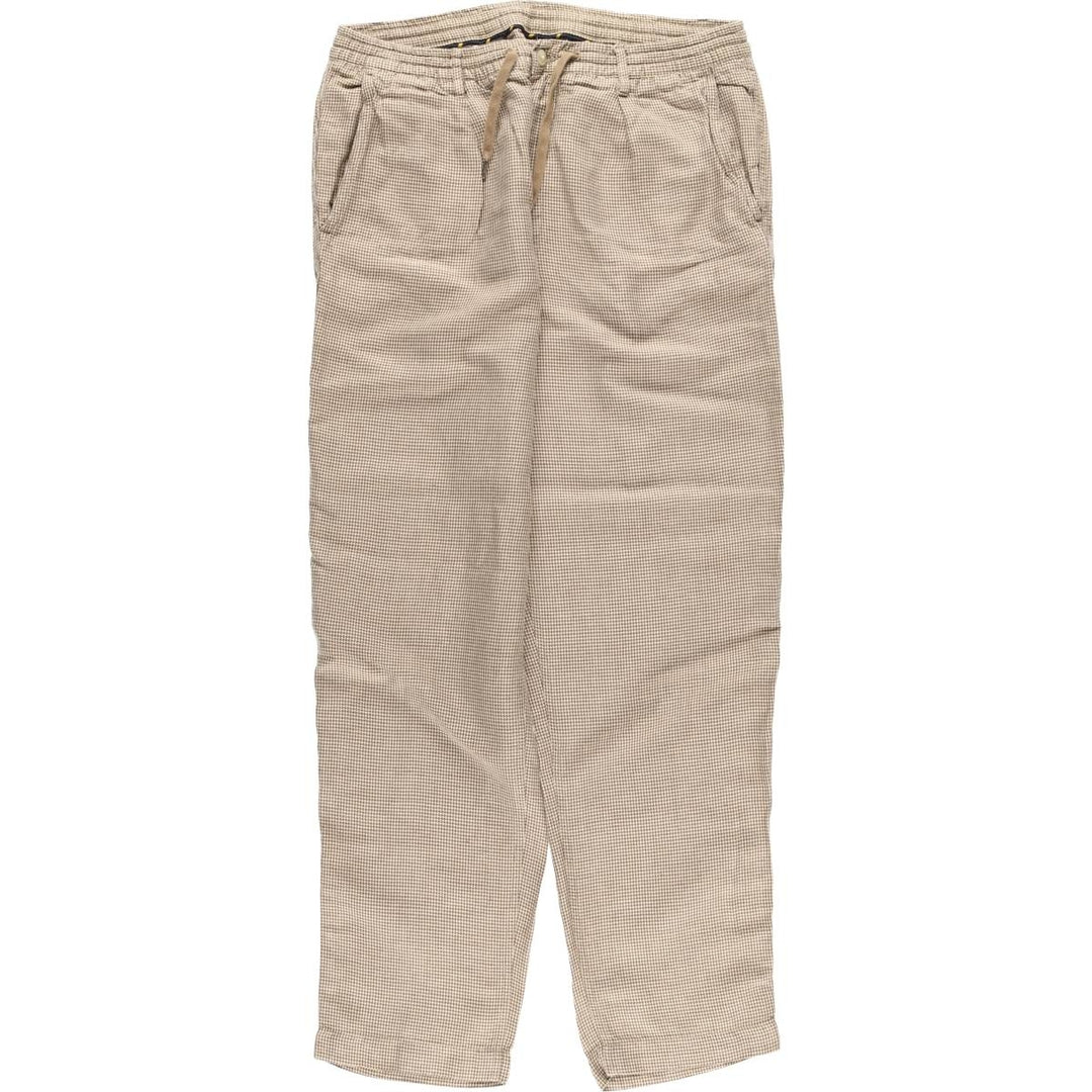 Ralph Lauren POLO RALPH LAUREN Tailored Slim Fit Houndstooth Pattern One-Tuck Linen Pants Slacks Men's Size L linen Beige type Vintage Second Hand