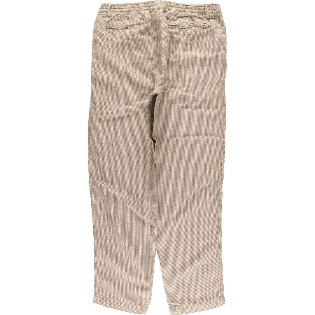 Ralph Lauren POLO RALPH LAUREN Tailored Slim Fit Houndstooth Pattern One-Tuck Linen Pants Slacks Men's Size L linen Beige type Vintage Second Hand