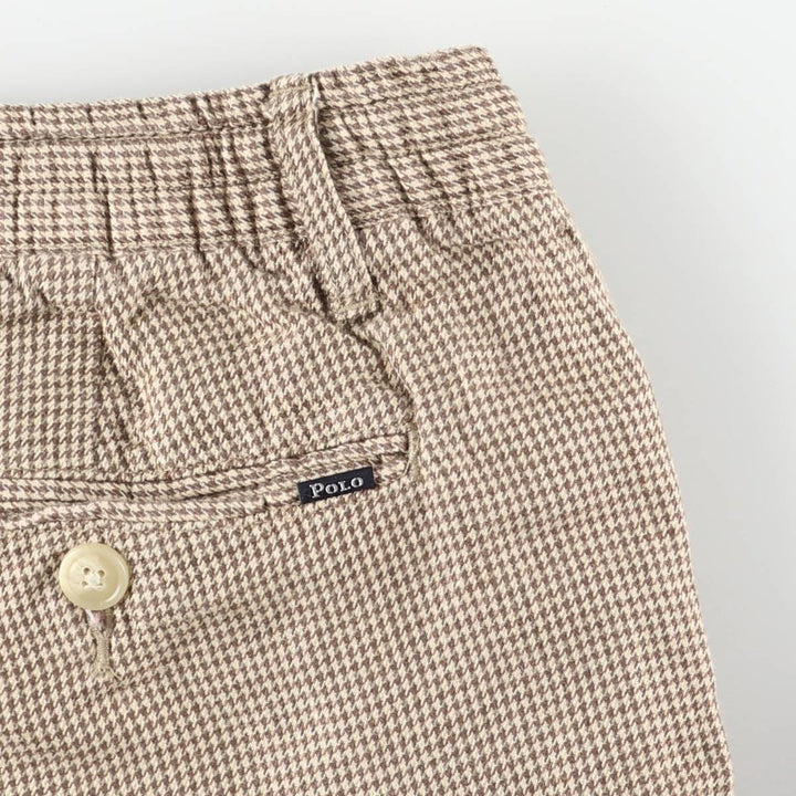 Ralph Lauren POLO RALPH LAUREN Tailored Slim Fit Houndstooth Pattern One-Tuck Linen Pants Slacks Men's Size L linen Beige type Vintage Second Hand