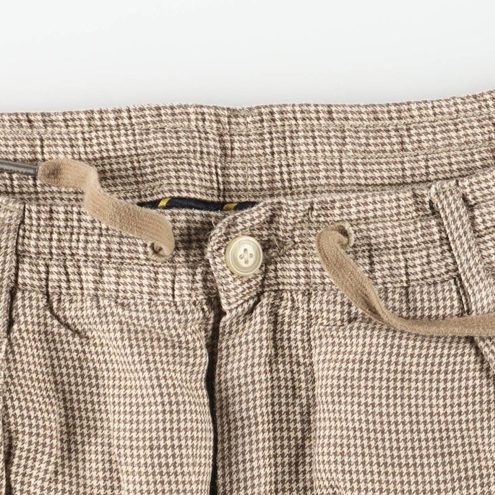 Ralph Lauren POLO RALPH LAUREN Tailored Slim Fit Houndstooth Pattern One-Tuck Linen Pants Slacks Men's Size L linen Beige type Vintage Second Hand