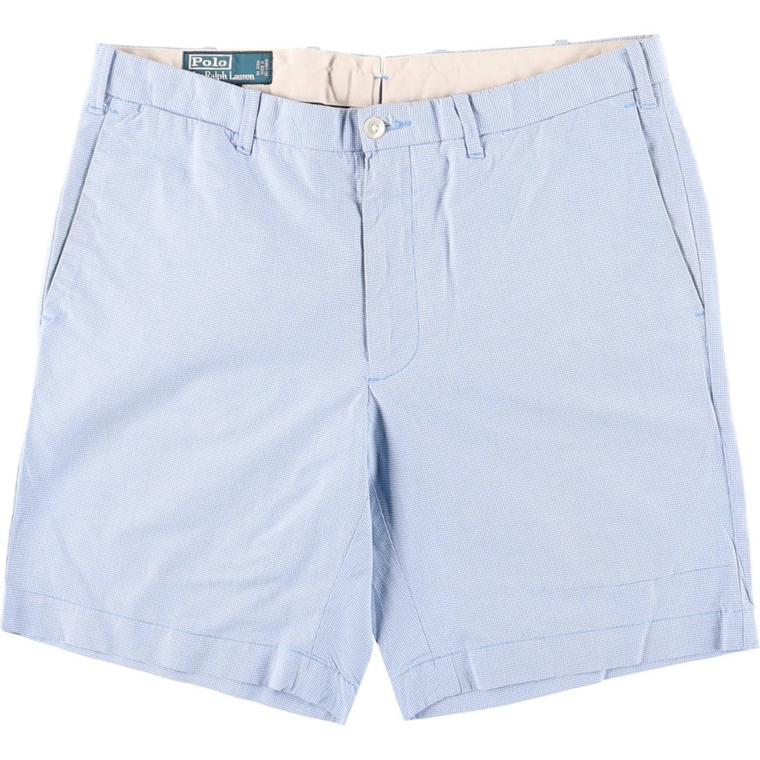 Ralph Lauren POLO by Ralph Lauren Slim Gi Fit Check Pattern Cotton Shorts, Men's Size W34 cotton Blue type light blue Vintage Second Hand