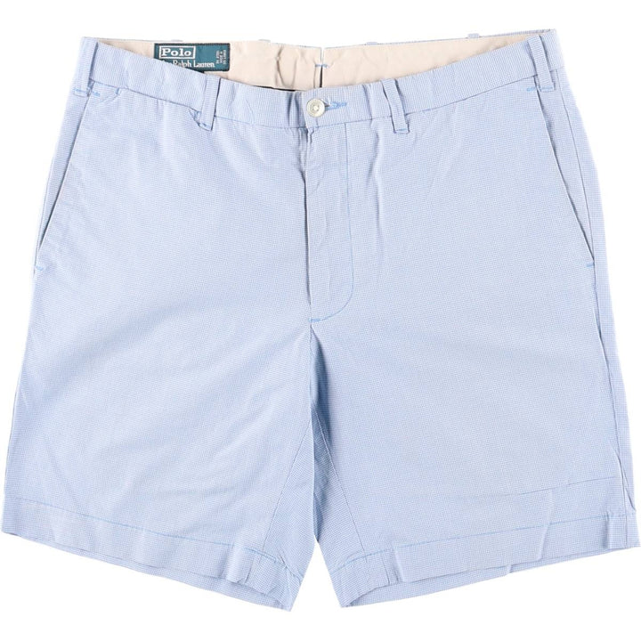 Ralph Lauren POLO by Ralph Lauren Slim Gi Fit Check Pattern Cotton Shorts, Men's Size W34 cotton Blue type light blue Vintage Second Hand