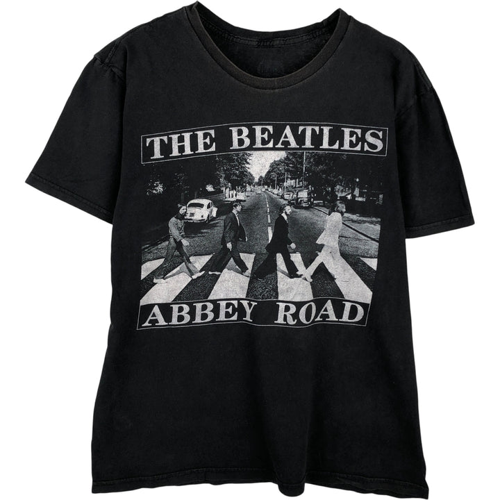 THE BEATLES Band T-shirt, Men's M size unclear black type Vintage Second Hand