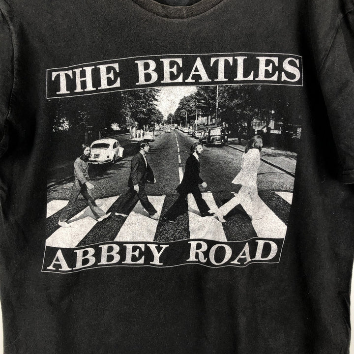 THE BEATLES Band T-shirt, Men's M size unclear black type Vintage Second Hand