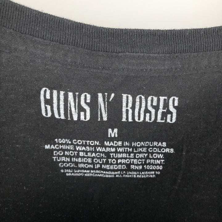 GUNS N' ROSES Skull Pattern Band T-shirt, Men's M size cotton black type Vintage Second Hand