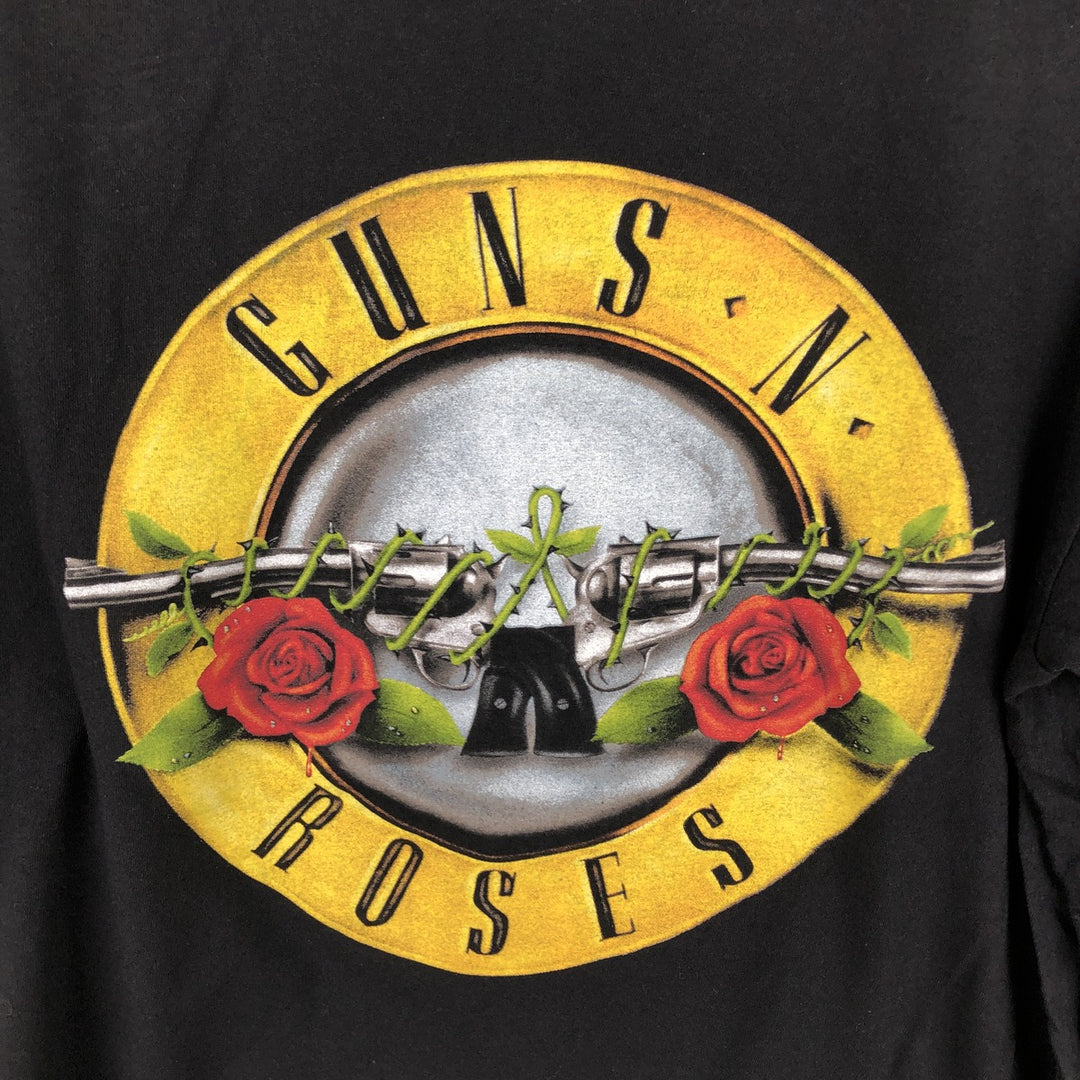 GUNS N' ROSES Skull Pattern Band T-shirt, Men's M size cotton black type Vintage Second Hand