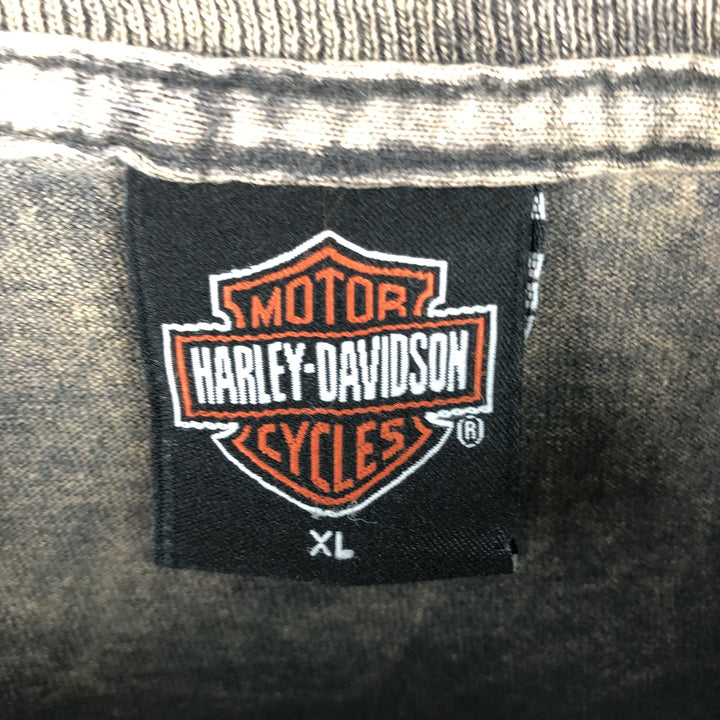 Harley-Davidson Eagle Pattern, Snake Pattern, Python Pattern Motorcycle Long Sleeve T-Shirt, Made in USA, Men's Size XL cotton beige type brown Vintage Second Hand