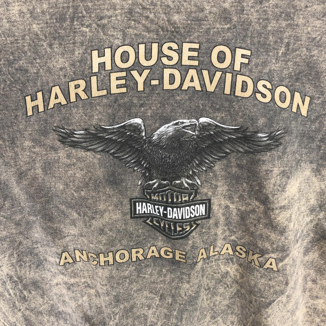 Harley-Davidson Eagle Pattern, Snake Pattern, Python Pattern Motorcycle Long Sleeve T-Shirt, Made in USA, Men's Size XL cotton beige type brown Vintage Second Hand
